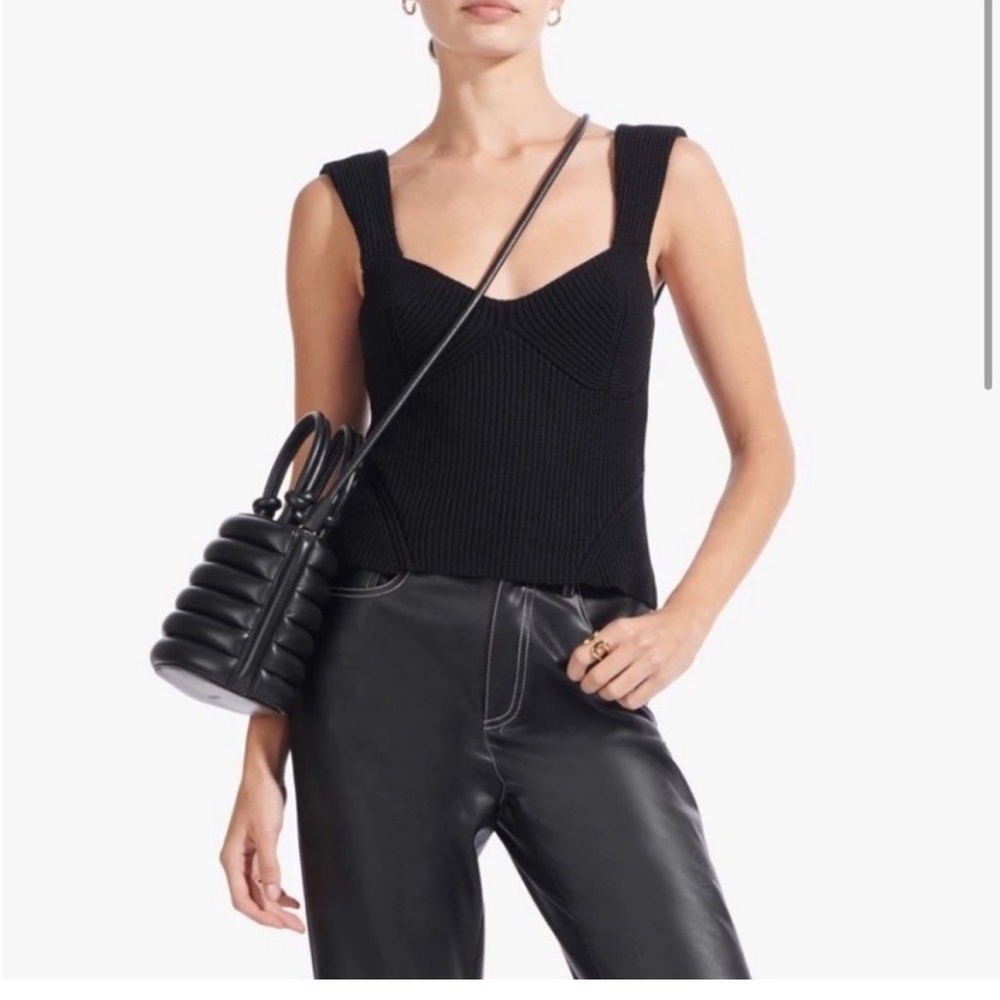 STAUD Kira Knit Top in Black